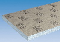 Панели полистирола изготавливаются из жестковспененного полистирола с одно- или двухсторонним покрытием из цемента, армированного сеткой из стекловолокна